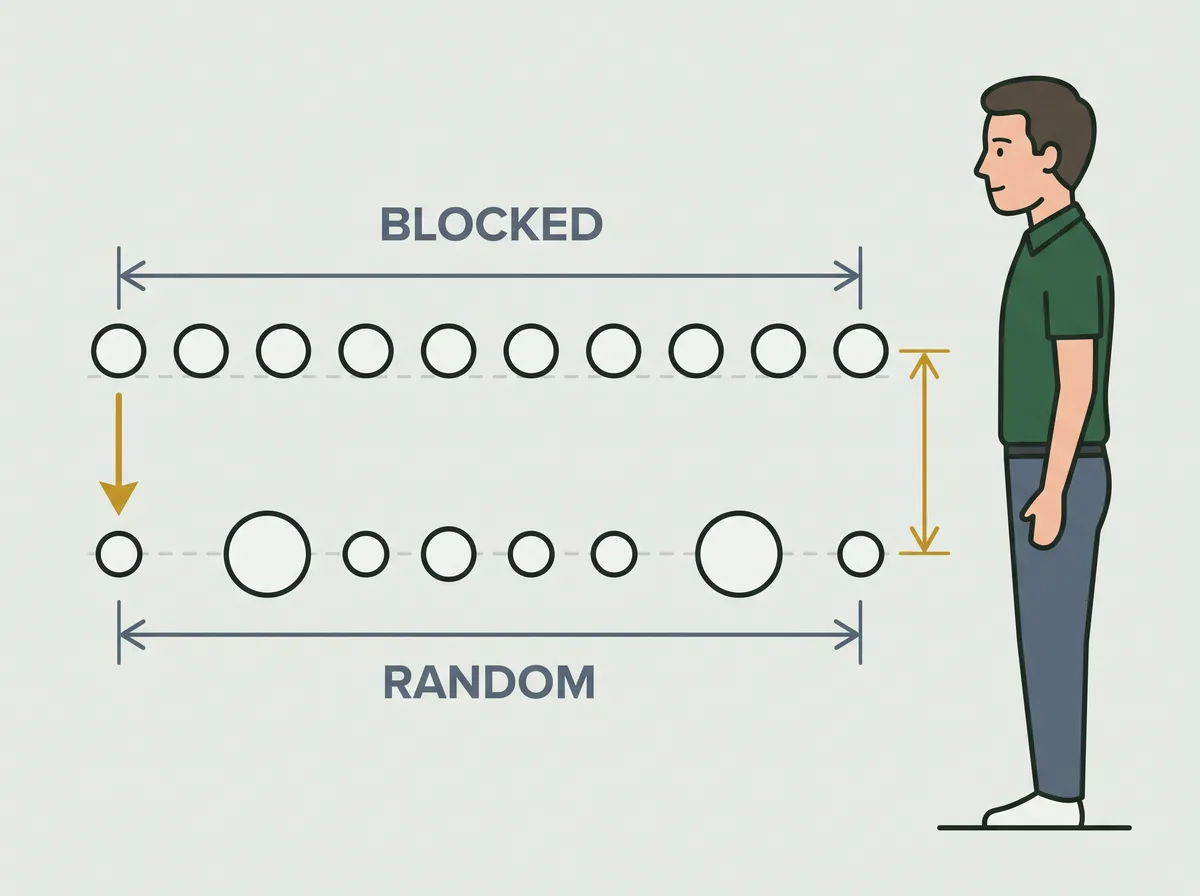 Blocked reps above, random reps below