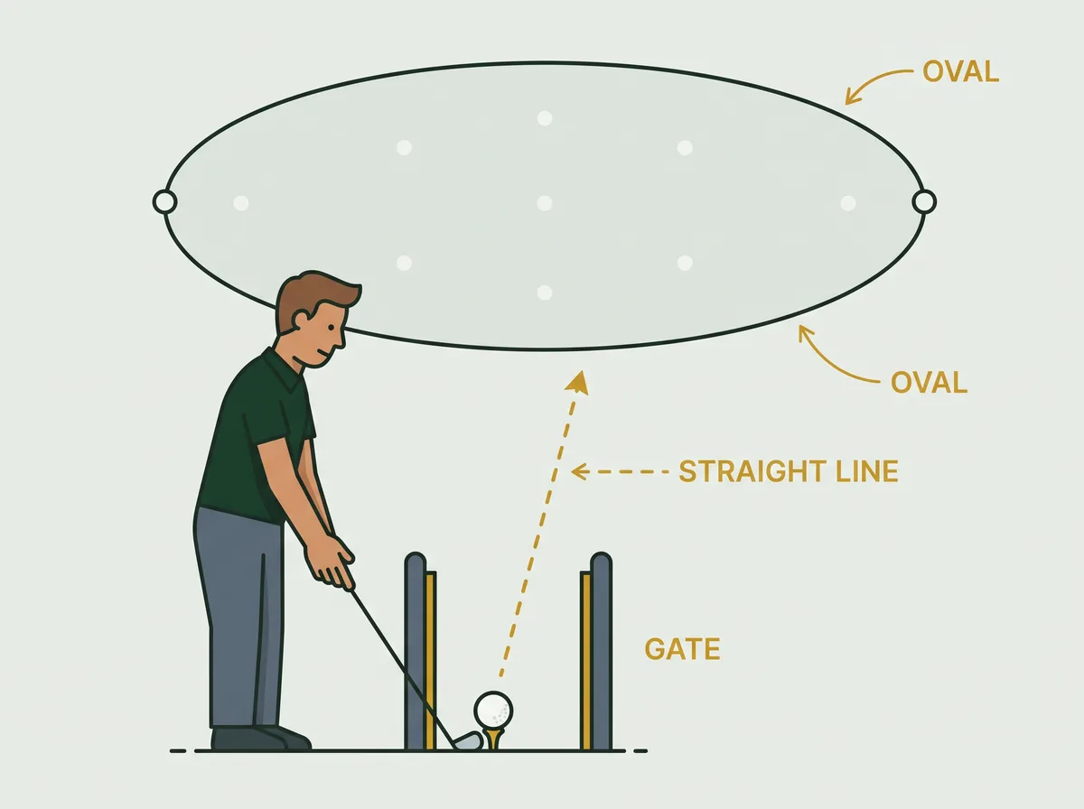 A start-line gate with the dispersion oval behind it