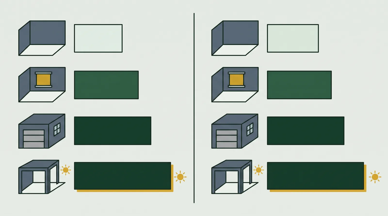 Brightness tiers matched to room light in a simulator bay