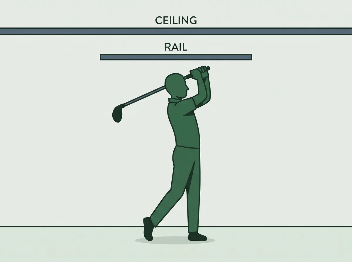 A swing arc checked against the lowest ceiling obstruction