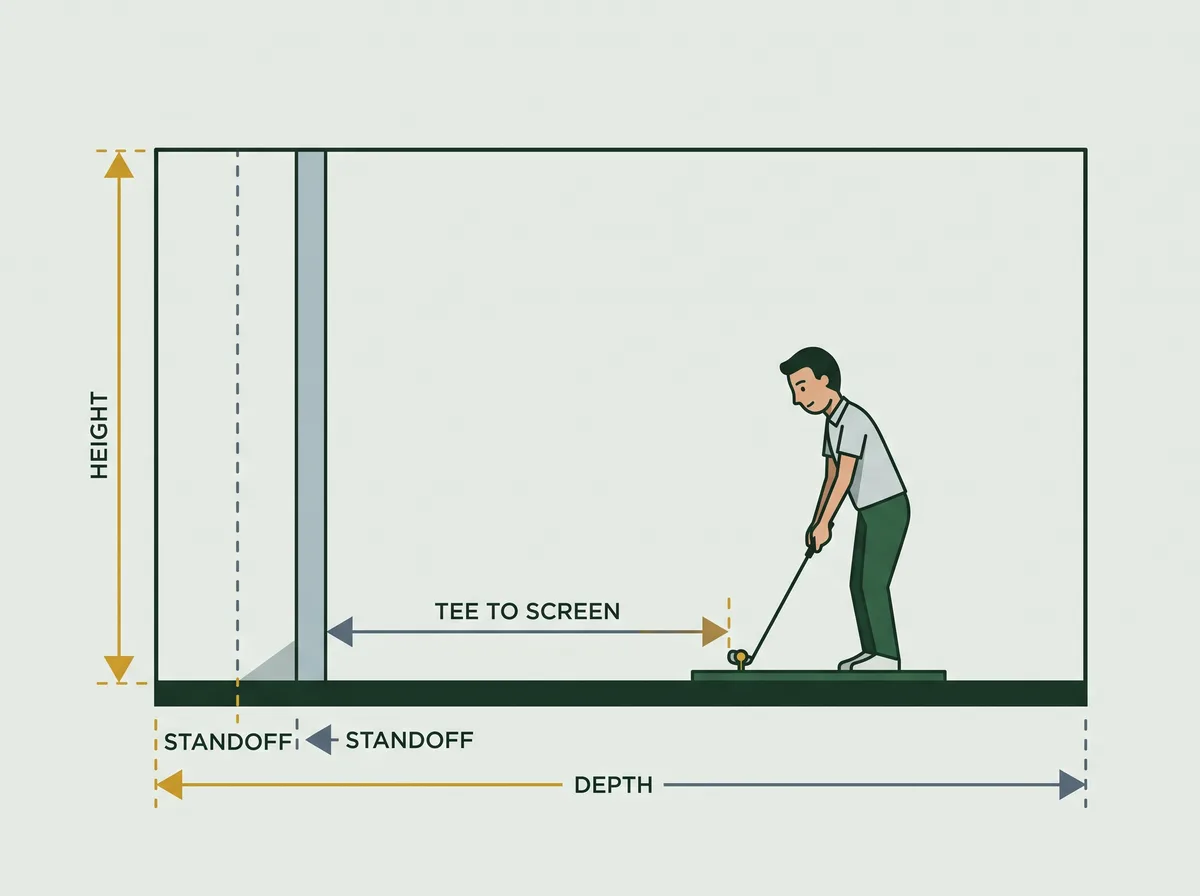 The four depth and height measurements of a simulator bay
