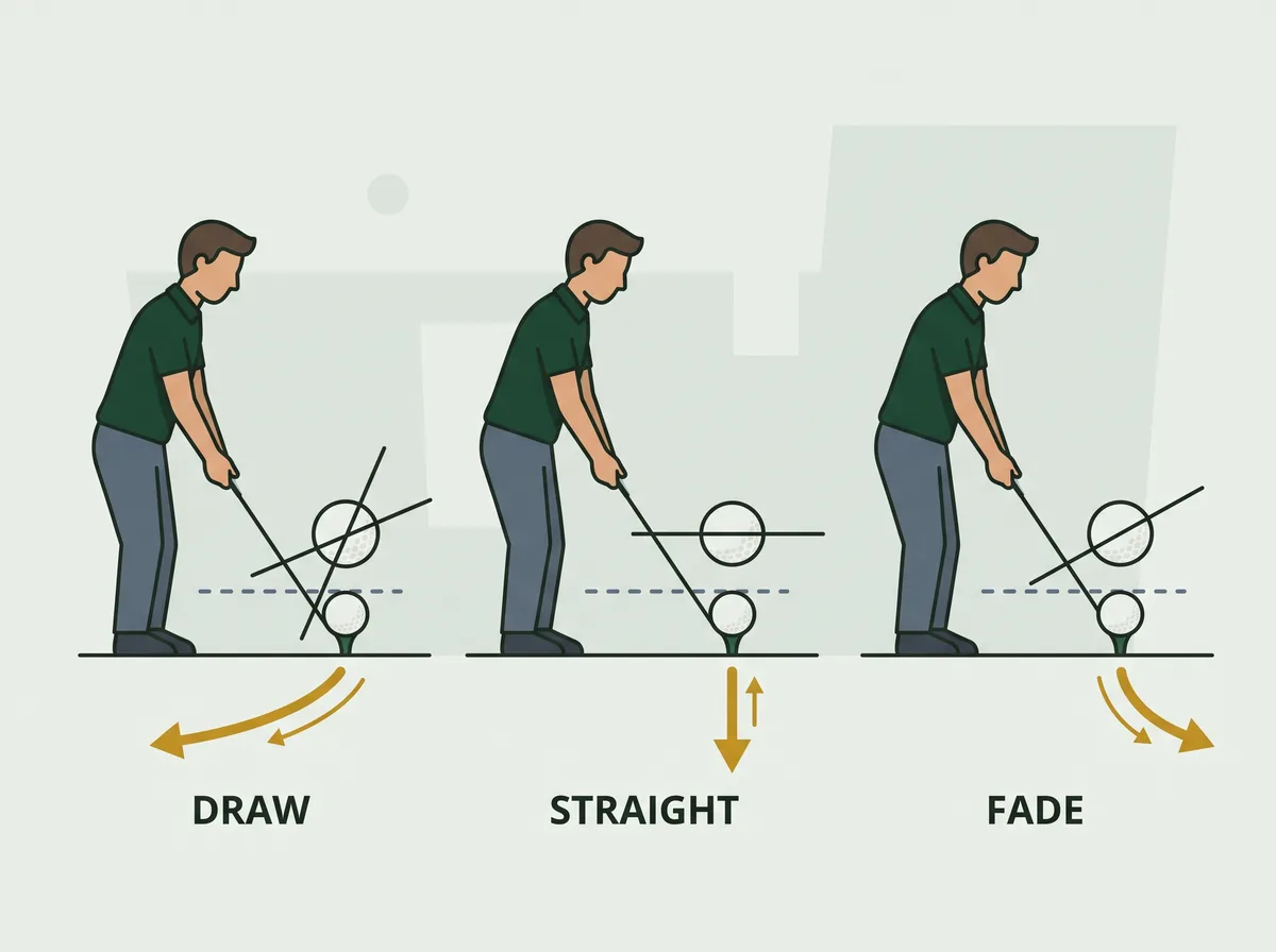 Ball spin axis tilted three ways with the curve each produces